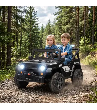 Coche Eléctrico Niños 24V 2 Plazas Batería de Litio Control Remoto 2 Motores Suspensión Trasera Arranque Suave Negro
