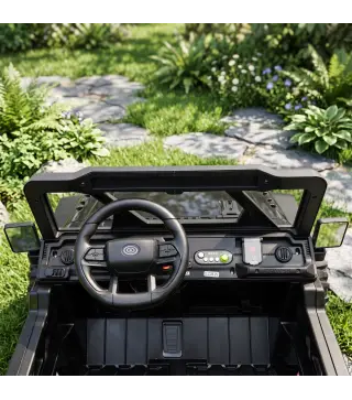 Coche Eléctrico Niños 24V 2 Plazas Batería de Litio Control Remoto 2 Motores Suspensión Trasera Arranque Suave Negro