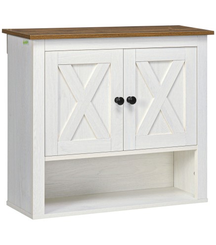 Armario de Pared para Baño Mueble de Baño Colgar con 2 Puertas y Estantes de Almacenamiento 60x19,5x52,5 cm Blanco