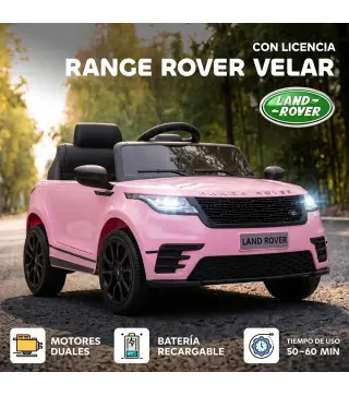 Coche Eléctrico SUV Niños Licencia Range Rover Velar 12V Control Remoto Batería Litio 2 Motores Suspensión 2-4Años Rosa