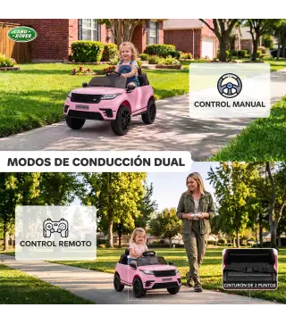 Coche Eléctrico SUV Niños Licencia Range Rover Velar 12V Control Remoto Batería Litio 2 Motores Suspensión 2-4Años Rosa