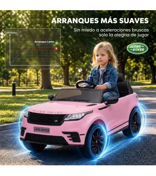 Coche Eléctrico SUV Niños Licencia Range Rover Velar 12V Control Remoto Batería Litio 2 Motores Suspensión 2-4Años Rosa