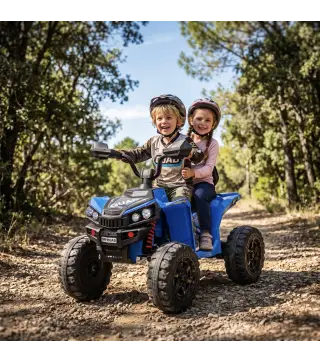 Quad Eléctrico Niños 24V 2 Plazas 2 Motores 120 W Batería de Litio Suspensión Arranque Suave 4-6 km/h 3-8 Años Azul