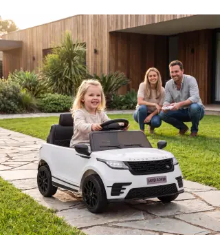 Coche Eléctrico SUV Niños Licencia Range Rover Velar 12V Control Remoto Batería Litio Motores Suspensión 2-4Años Blanco