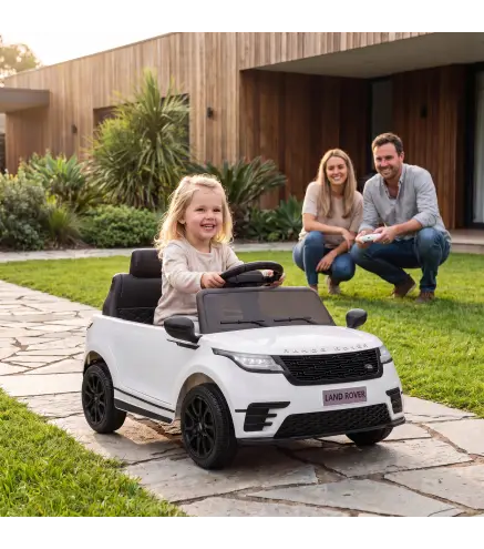 Coche Eléctrico SUV Niños Licencia Range Rover Velar 12V Control Remoto Batería Litio Motores Suspensión 2-4Años Blanco