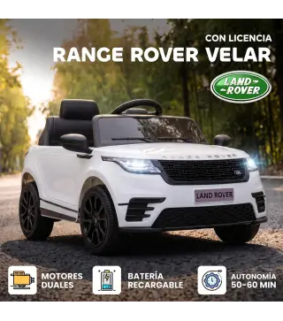 Coche Eléctrico SUV Niños Licencia Range Rover Velar 12V Control Remoto Batería Litio Motores Suspensión 2-4Años Blanco