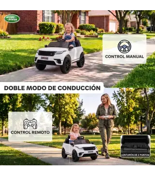 Coche Eléctrico SUV Niños Licencia Range Rover Velar 12V Control Remoto Batería Litio Motores Suspensión 2-4Años Blanco