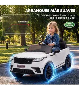 Coche Eléctrico SUV Niños Licencia Range Rover Velar 12V Control Remoto Batería Litio Motores Suspensión 2-4Años Blanco