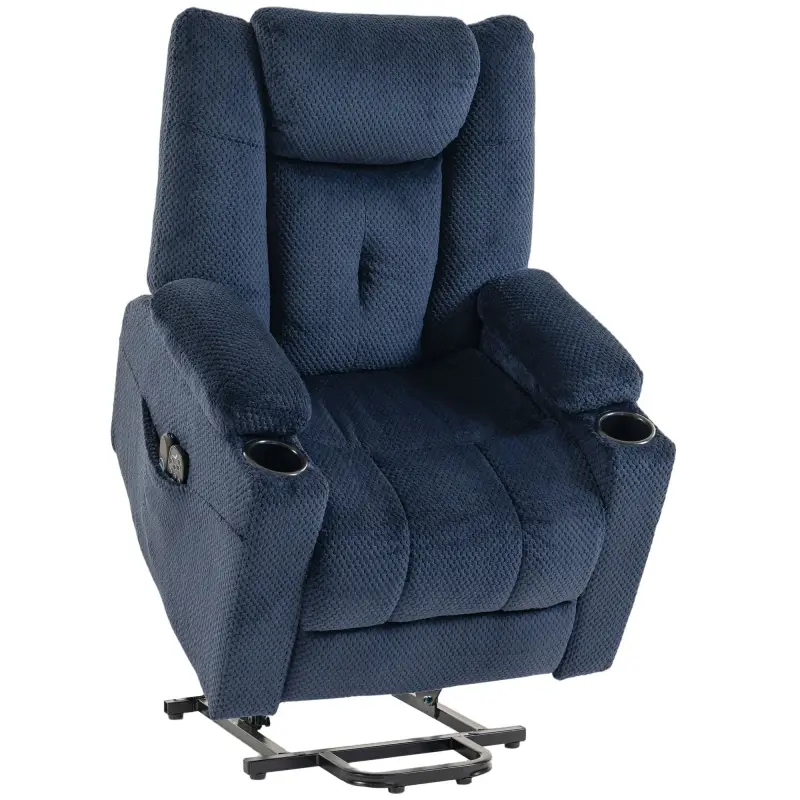 Sillón Relax Reclinable Eléctrico Levanta Personas Mayores con Masaje Calor Portavasos Mando Bolsillos Azul Oscuro Sillón Relax Reclinable Eléctrico Levanta Personas Mayores con Masaje Calor Portavasos Mando Bolsillos Azul Oscuro