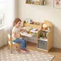 Escritorio Infantil con Silla con Caja de Tela Cajón 2 Compartimentos Estantes para Estudiar Dibujar 3-8 Años Natural