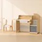 Escritorio Infantil con Silla con Caja de Tela Cajón 2 Compartimentos Estantes para Estudiar Dibujar 3-8 Años Natural