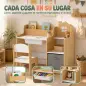 Escritorio Infantil con Silla con Caja de Tela Cajón 2 Compartimentos Estantes para Estudiar Dibujar 3-8 Años Natural