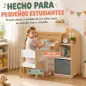 Escritorio Infantil con Silla con Caja de Tela Cajón 2 Compartimentos Estantes para Estudiar Dibujar 3-8 Años Natural