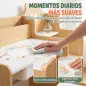 Escritorio Infantil con Silla con Caja de Tela Cajón 2 Compartimentos Estantes para Estudiar Dibujar 3-8 Años Natural