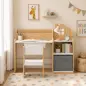 Escritorio Infantil con Silla con Caja de Tela Cajón 2 Compartimentos Estantes para Estudiar Dibujar 3-8 Años Natural