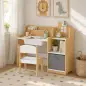 Escritorio Infantil con Silla con Caja de Tela Cajón 2 Compartimentos Estantes para Estudiar Dibujar 3-8 Años Natural