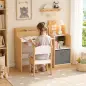 Escritorio Infantil con Silla con Caja de Tela Cajón 2 Compartimentos Estantes para Estudiar Dibujar 3-8 Años Natural