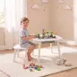 Mesa Infantil con Silla con Superficie para Bloques y Bolsa de Malla Bajo Mesa Montessori para Niños de 3-6 Años Blanco Mesa Infantil con Silla con Superficie para Bloques y Bolsa de Malla Bajo Mesa Montessori para Niños de 3-6 Años Blanco