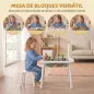 Mesa Infantil con Silla con Superficie para Bloques y Bolsa de Malla Bajo Mesa Montessori para Niños de 3-6 Años Blanco Mesa Infantil con Silla con Superficie para Bloques y Bolsa de Malla Bajo Mesa Montessori para Niños de 3-6 Años Blanco