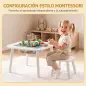 Mesa Infantil con Silla con Superficie para Bloques y Bolsa de Malla Bajo Mesa Montessori para Niños de 3-6 Años Blanco Mesa Infantil con Silla con Superficie para Bloques y Bolsa de Malla Bajo Mesa Montessori para Niños de 3-6 Años Blanco