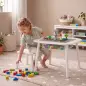 Mesa Infantil con Silla con Superficie para Bloques y Bolsa de Malla Bajo Mesa Montessori para Niños de 3-6 Años Blanco Mesa Infantil con Silla con Superficie para Bloques y Bolsa de Malla Bajo Mesa Montessori para Niños de 3-6 Años Blanco
