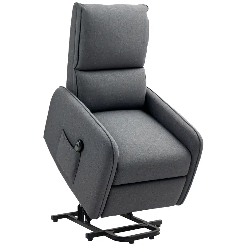 Sillón Relax Reclinable Eléctrico Levanta Personas de Tela Lino Control Remoto Asiento con Muelles Reposapiés Gris Sillón Relax Reclinable Eléctrico Levanta Personas de Tela Lino Control Remoto Asiento con Muelles Reposapiés Gris