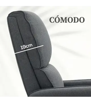 Sillón Relax Reclinable Eléctrico Levanta Personas de Tela Lino Control Remoto Asiento con Muelles Reposapiés Gris