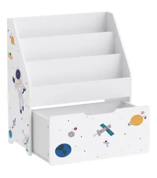 Librería Infantil con Cajón Móvil y 3 Estantes Estantería para Libros Diseño de Espacio Montessori 3 a 8 Años Blanco