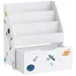 Librería Infantil con Cajón Móvil y 3 Estantes Estantería para Libros Diseño de Espacio Montessori 3 a 8 Años Blanco