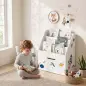 Librería Infantil con Cajón Móvil y 3 Estantes Estantería para Libros Diseño de Espacio Montessori 3 a 8 Años Blanco