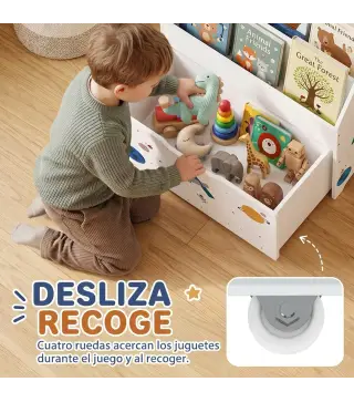 Librería Infantil con Cajón Móvil y 3 Estantes Estantería para Libros Diseño de Espacio Montessori 3 a 8 Años Blanco