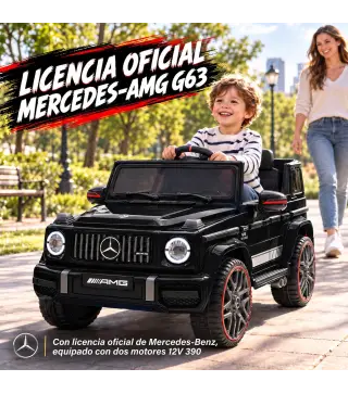 Coche Eléctrico Niños 12V Mercedes-AMG G63 Control Remoto 2 Motores Suspensión Trasera Arranque Suave Música Negro