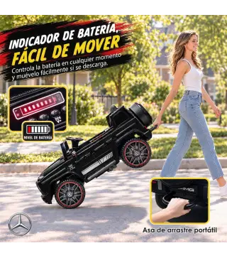 Coche Eléctrico Niños 12V Mercedes-AMG G63 Control Remoto 2 Motores Suspensión Trasera Arranque Suave Música Negro