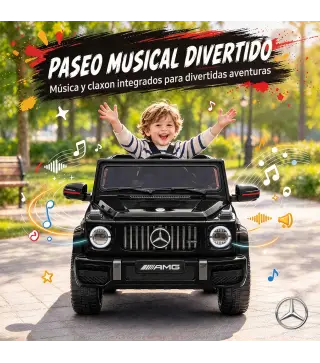 Coche Eléctrico Niños 12V Mercedes-AMG G63 Control Remoto 2 Motores Suspensión Trasera Arranque Suave Música Negro