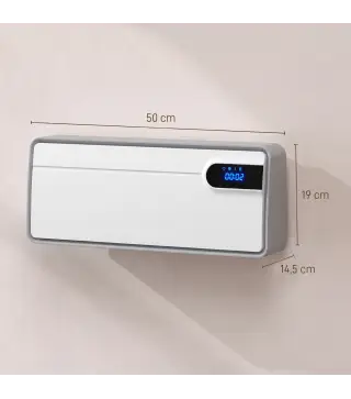 Calefactor Eléctrico Cerámico de Pared 2000W con WiFi App 3 Modos Pantalla LED Temporizador Mando a Distancia Blanco