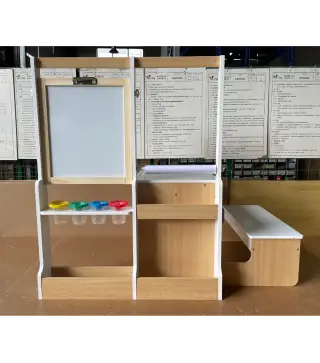 Mesa Infantil con Silla 5 en 1 con Pizarra Negra/Blanca y Rollo de Papel Almacenaje 4 Vasos de Pintura 3-8 Años Blanco