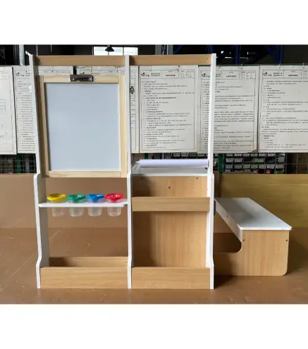 Mesa Infantil con Silla 5 en 1 con Pizarra Negra/Blanca y Rollo de Papel Almacenaje 4 Vasos de Pintura 3-8 Años Blanco