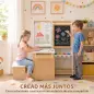 Mesa Infantil con Silla 5 en 1 con Pizarra Negra/Blanca y Rollo de Papel Almacenaje 4 Vasos de Pintura 3-8 Años Blanco Mesa Infantil con Silla 5 en 1 con Pizarra Negra/Blanca y Rollo de Papel Almacenaje 4 Vasos de Pintura 3-8 Años Blanco