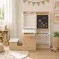 Mesa Infantil con Silla 5 en 1 con Pizarra Negra/Blanca y Rollo de Papel Almacenaje 4 Vasos de Pintura 3-8 Años Blanco Mesa Infantil con Silla 5 en 1 con Pizarra Negra/Blanca y Rollo de Papel Almacenaje 4 Vasos de Pintura 3-8 Años Blanco
