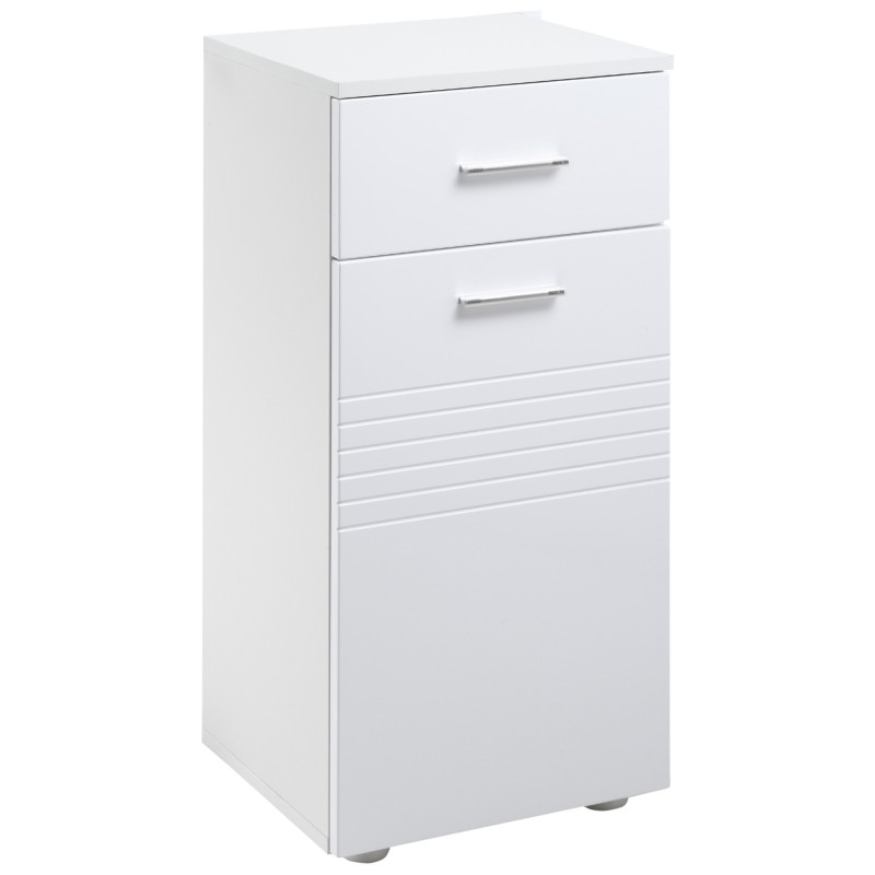 Armario Auxiliar de Baño Mueble de Baño de Suelo con Puerta Cajón y Estante Ajustable para Salón 35x30x77,5 cm Blanco