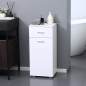 Armario Auxiliar de Baño Mueble de Baño de Suelo con Puerta Cajón y Estante Ajustable para Salón 35x30x77,5 cm Blanco