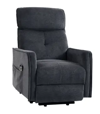 Sillón Relax Reclinable Eléctrico Levanta Personas con 2 Puntos Masaje Asiento con Muelles Reposapiés de Chenilla Negro