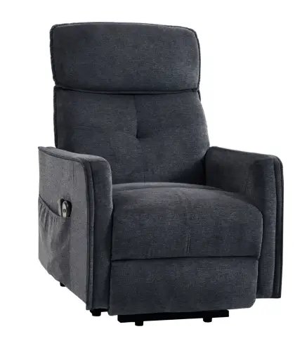 Sillón Relax Reclinable Eléctrico Levanta Personas con 2 Puntos Masaje Asiento con Muelles Reposapiés de Chenilla Negro