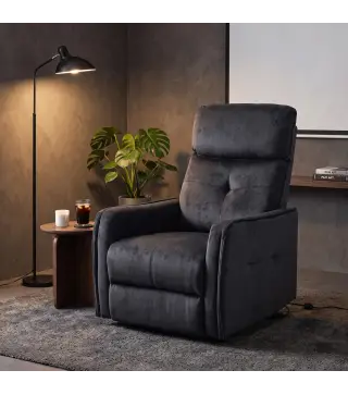 Sillón Relax Reclinable Eléctrico Levanta Personas con 2 Puntos Masaje Asiento con Muelles Reposapiés de Chenilla Negro