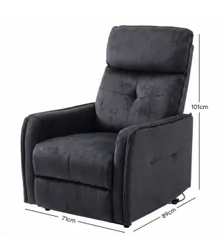 Sillón Relax Reclinable Eléctrico Levanta Personas con 2 Puntos Masaje Asiento con Muelles Reposapiés de Chenilla Negro