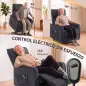 Sillón Relax Reclinable Eléctrico Levanta Personas con 2 Puntos Masaje Asiento con Muelles Reposapiés de Chenilla Negro