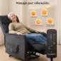 Sillón Relax Reclinable Eléctrico Levanta Personas con 2 Puntos Masaje Asiento con Muelles Reposapiés de Chenilla Negro
