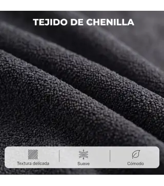 Sillón Relax Reclinable Eléctrico Levanta Personas con 2 Puntos Masaje Asiento con Muelles Reposapiés de Chenilla Negro