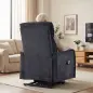 Sillón Relax Reclinable Eléctrico Levanta Personas con 2 Puntos Masaje Asiento con Muelles Reposapiés de Chenilla Negro