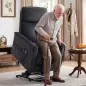 Sillón Relax Reclinable Eléctrico Levanta Personas con 2 Puntos Masaje Asiento con Muelles Reposapiés de Chenilla Negro